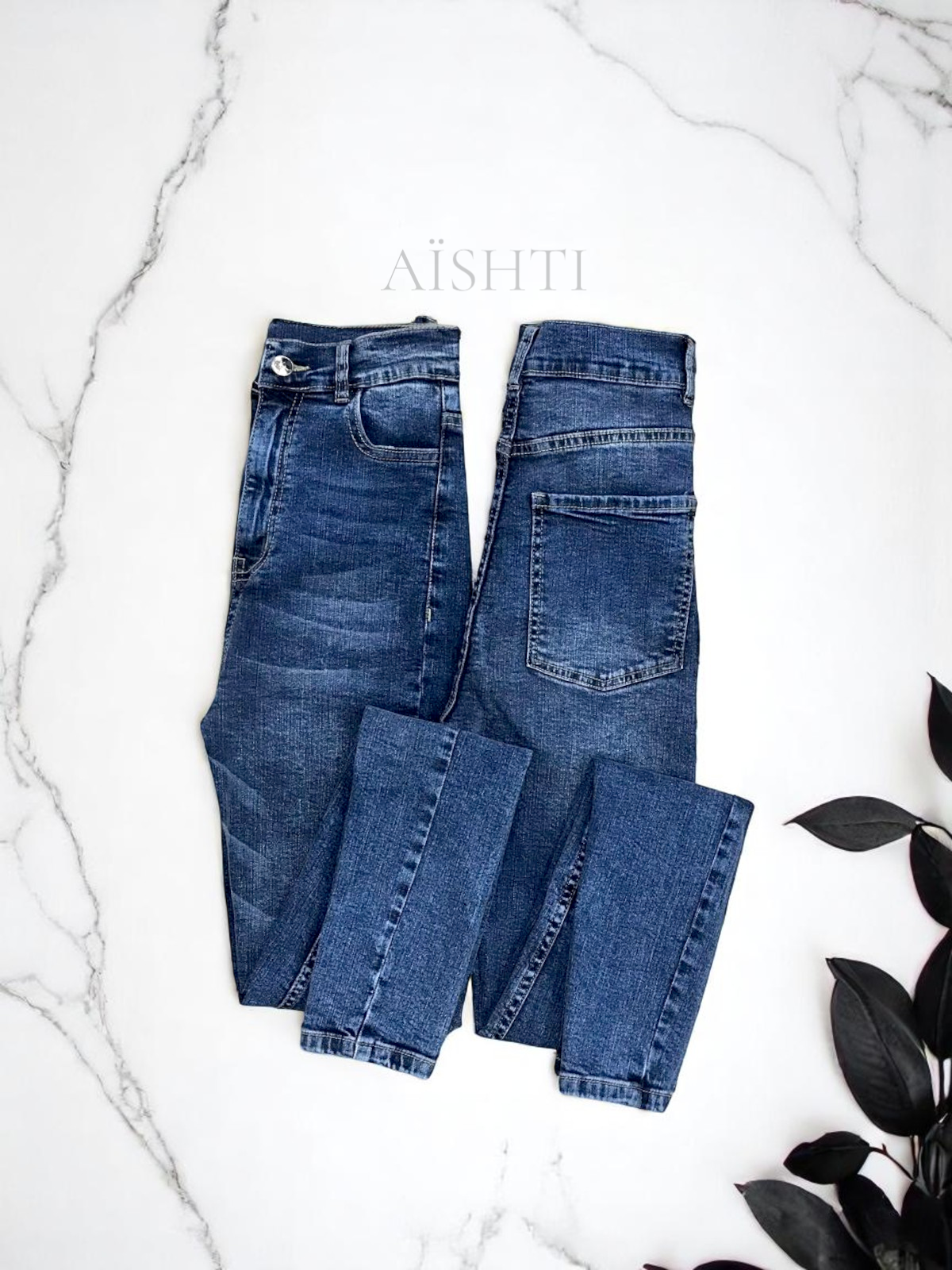 SKINNY JEANS LARGO/ AZUL CON BIGOTE