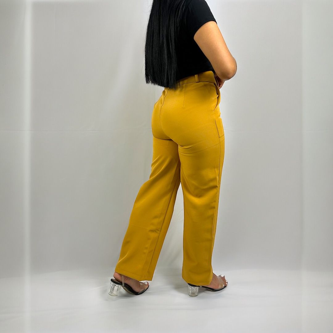 WIDE LEG DE TELA COLOR CARAMELO