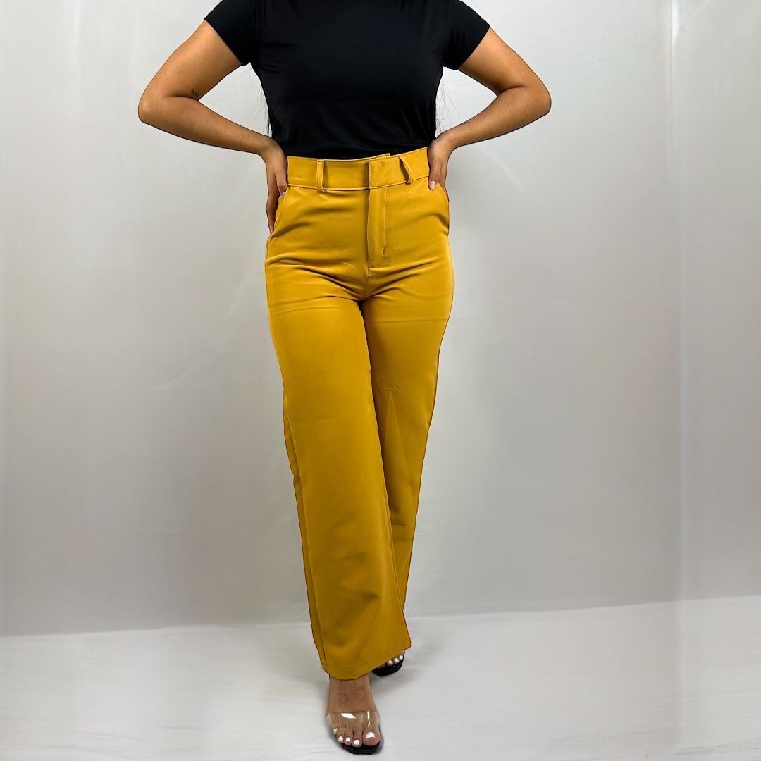 WIDE LEG DE TELA COLOR CARAMELO