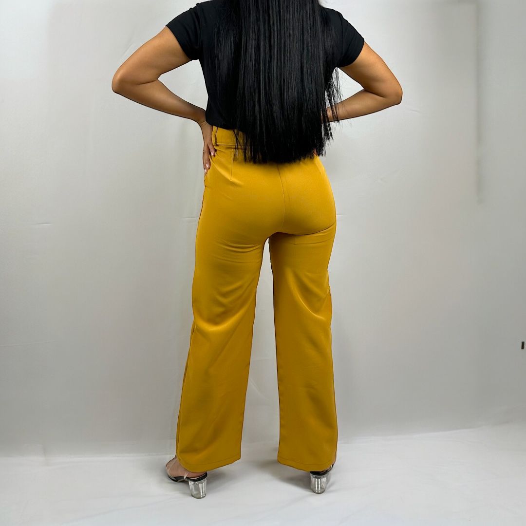 WIDE LEG DE TELA COLOR CARAMELO