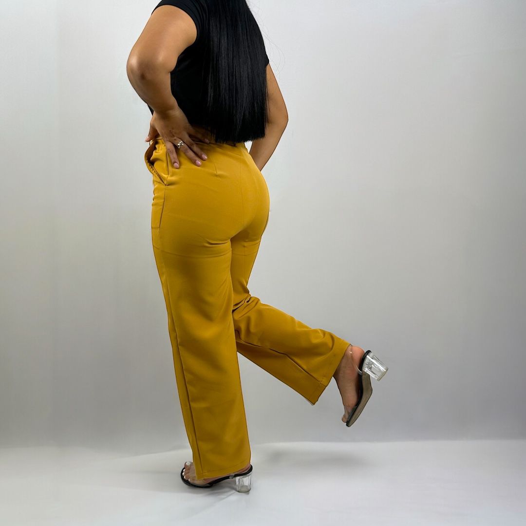 WIDE LEG DE TELA COLOR CARAMELO