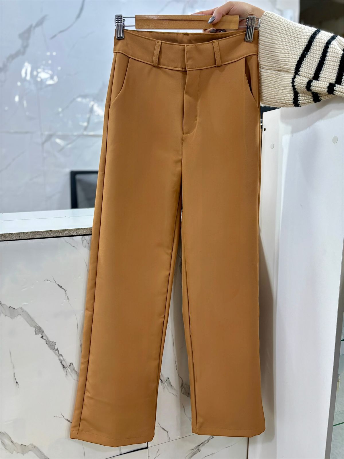 WIDE LEG SASTRE/ TELA CHOCOLATE