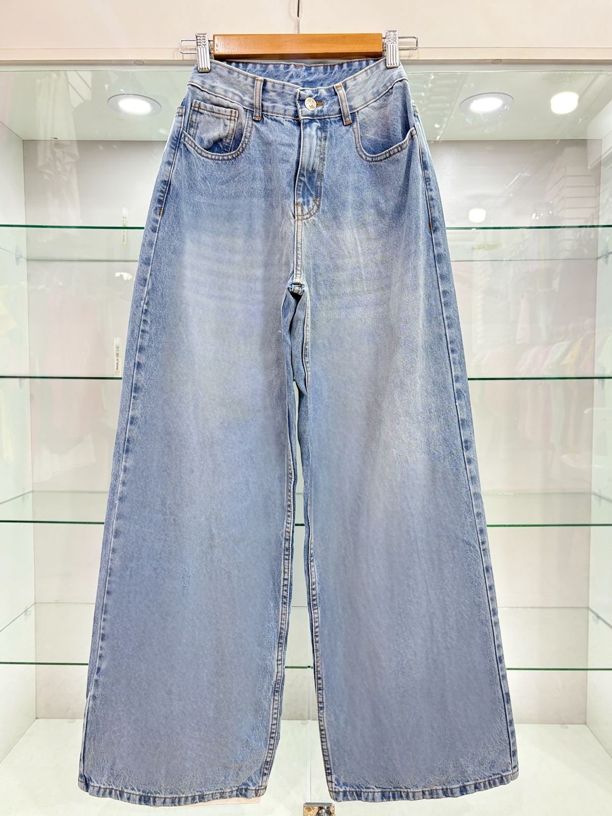 BAGGY JEANS RIGIDO / TONO CELESTE CLARO