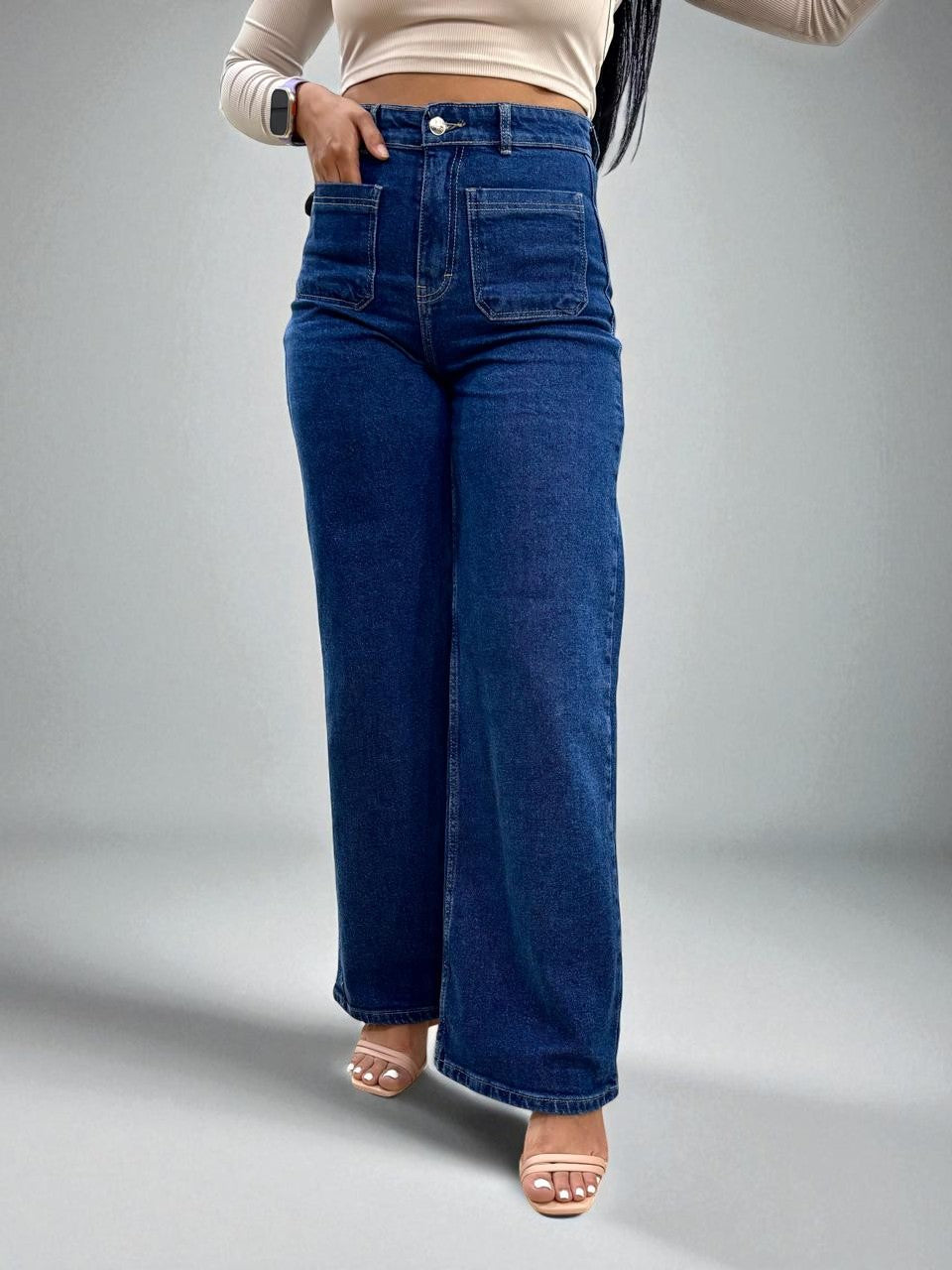 WIDE LEG MANGO / TONO AZUL LLANO