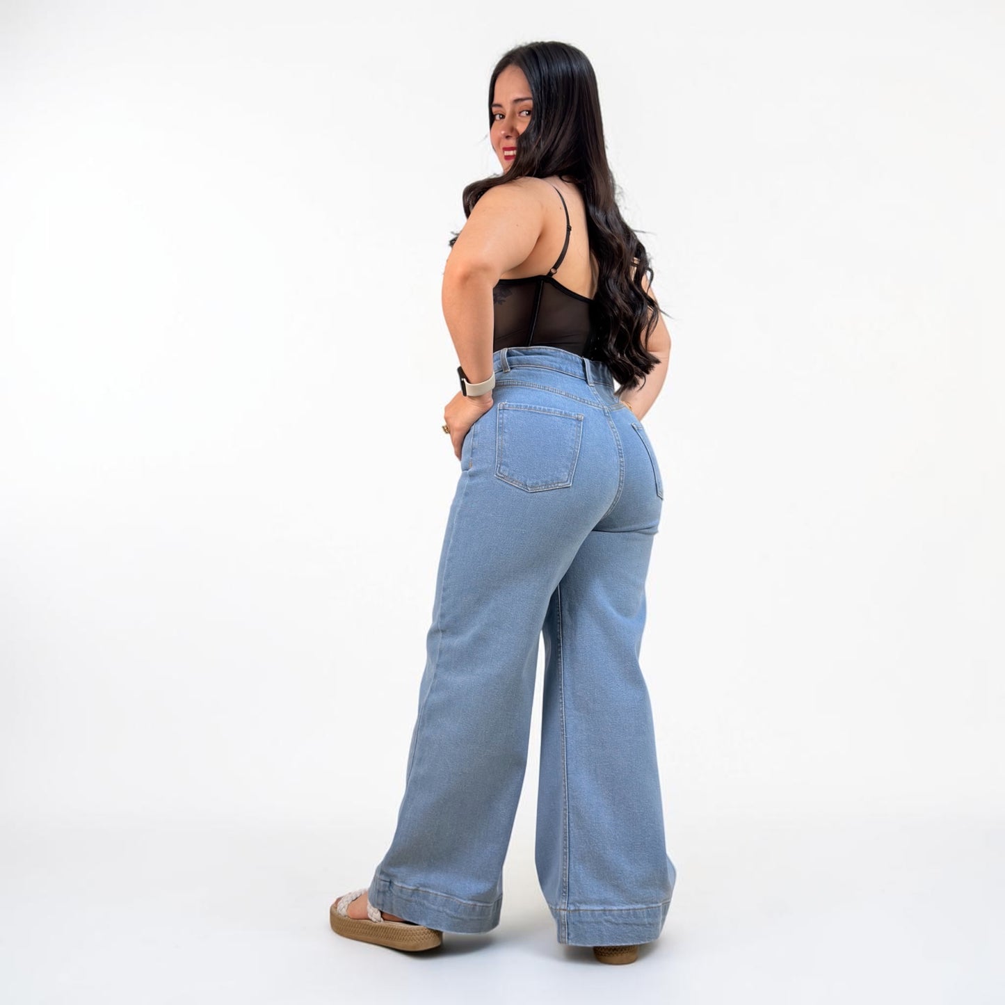WIDE LEG PETITE/ TONO CELESTE LLANO
