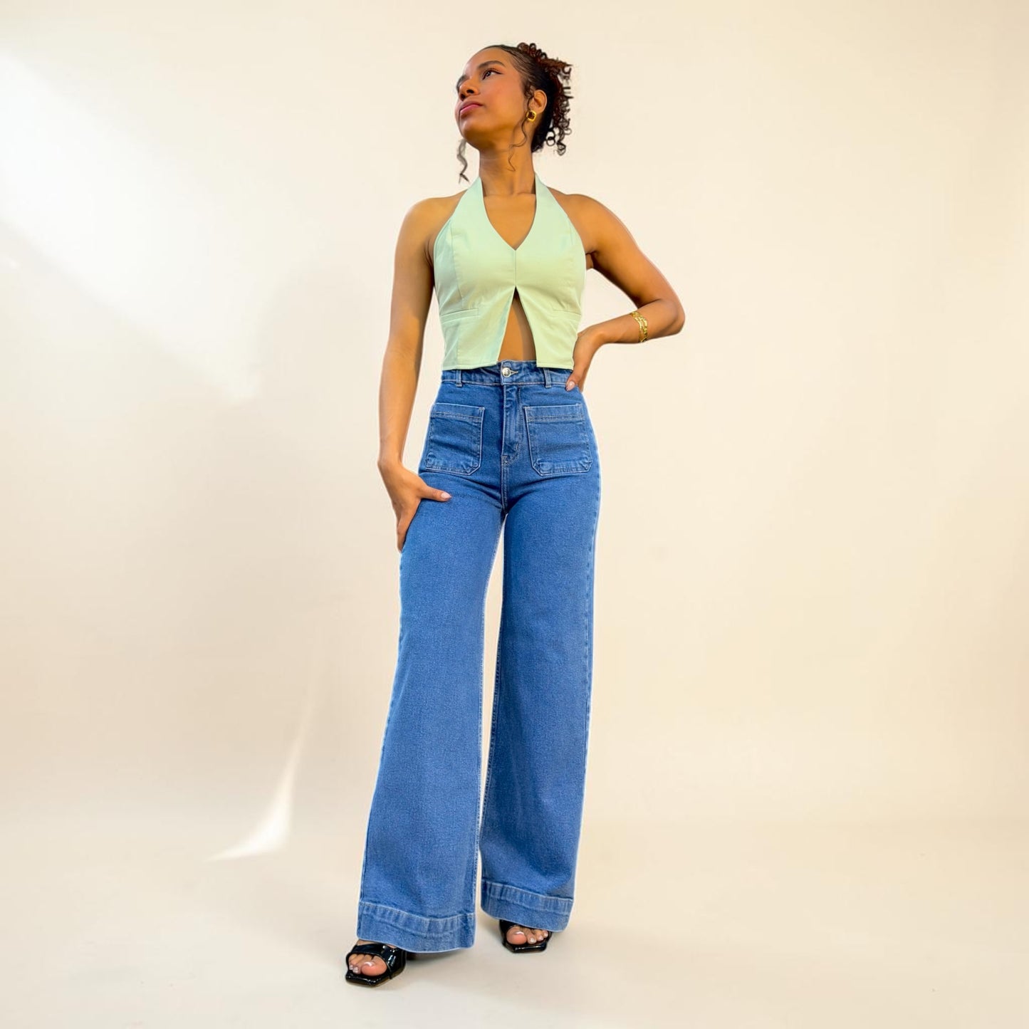 WIDE LEG MANGO / TONO AZUL PERLADO