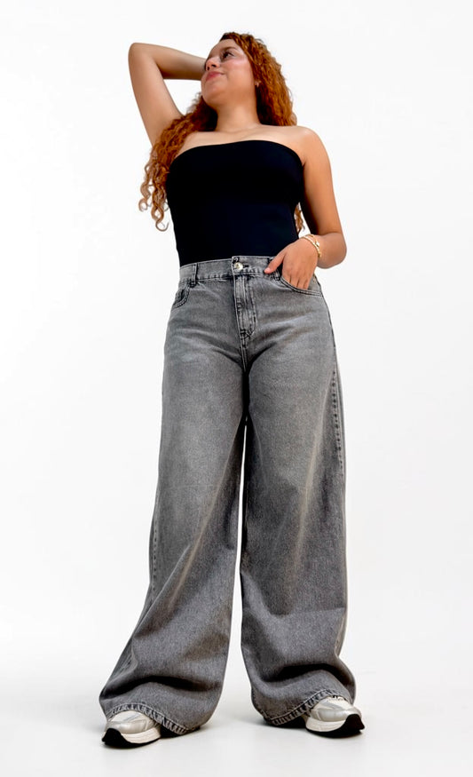 BAGGY JEANS / TONO GRIS CON BIGOTE