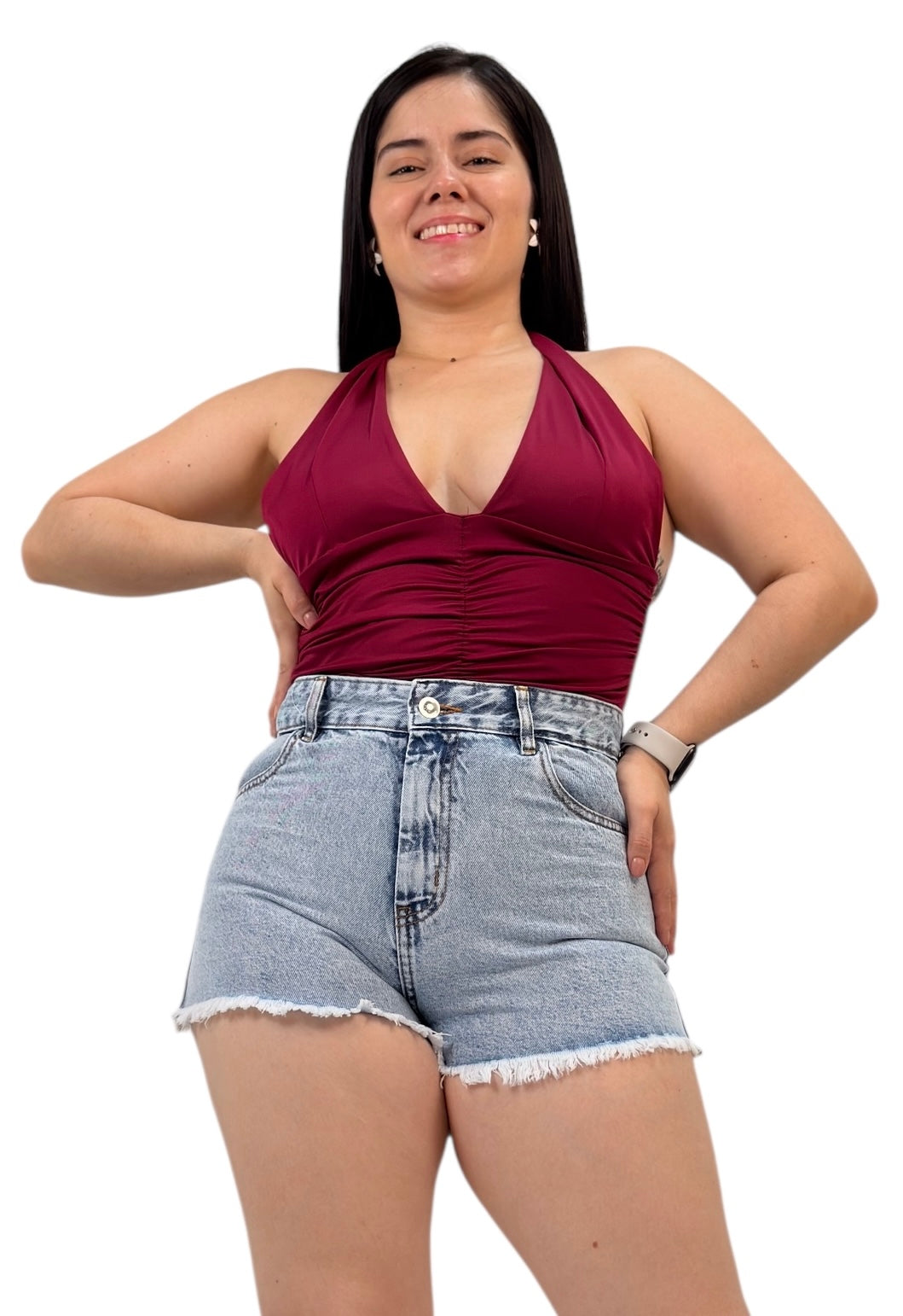 SHORT DESILACHADO RÍGIDO/ TONO DEGRADADO LLANO