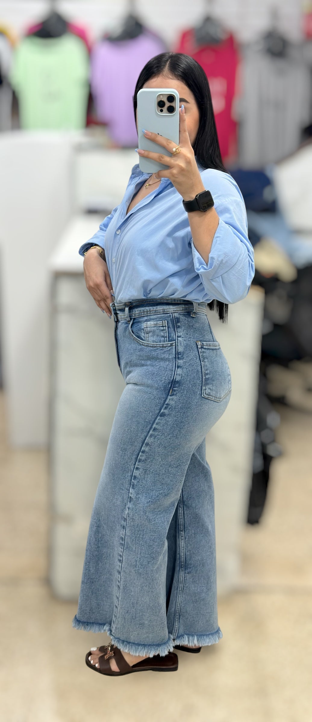 WIDE LEG PETITE DESILACHADO / TONO DEGRADADO