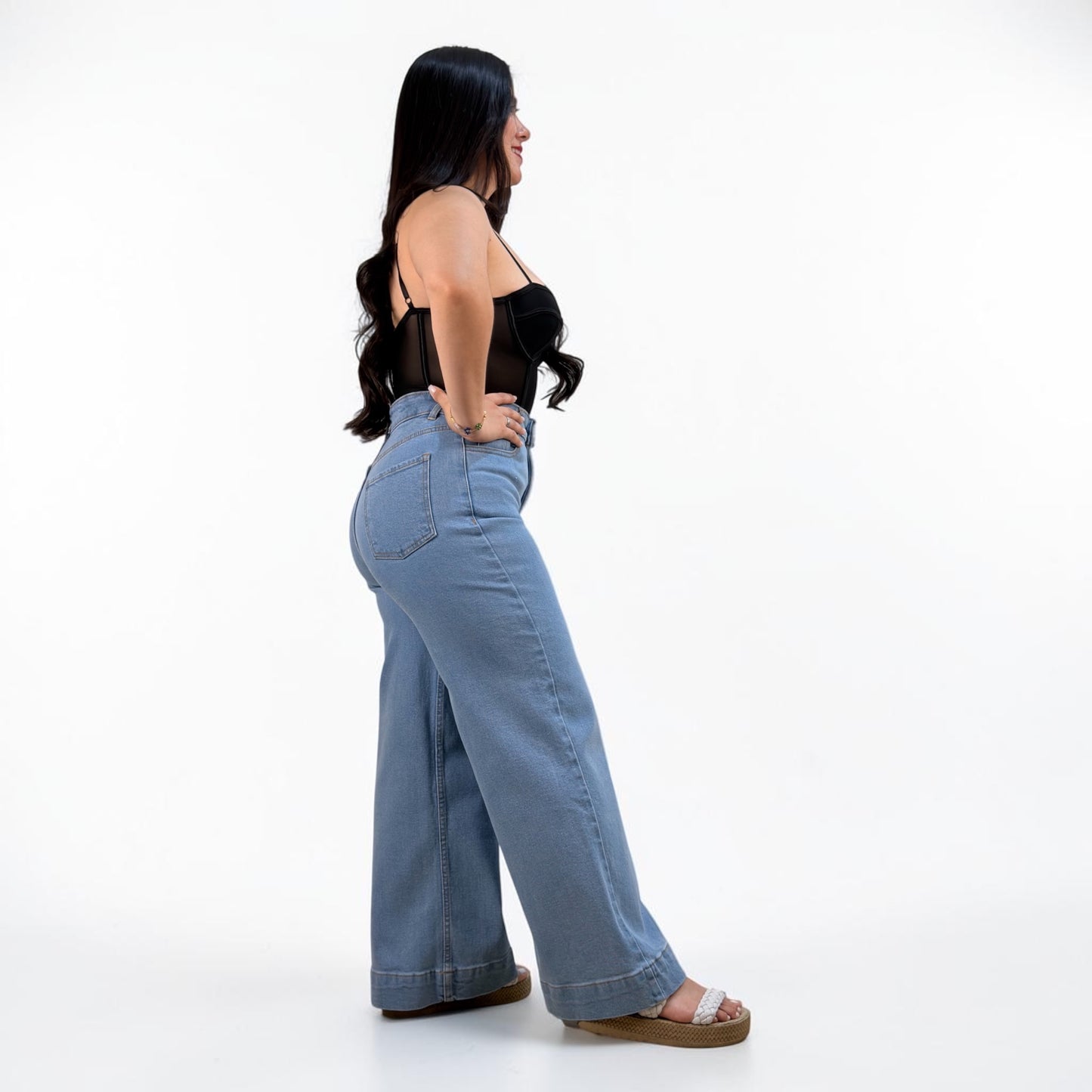 WIDE LEG PETITE/ TONO CELESTE LLANO
