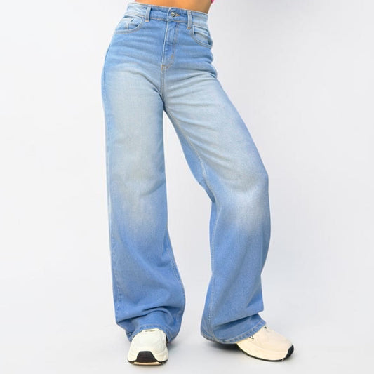 WIDE LEG CONFORT/ CELESTE CON SPLASH