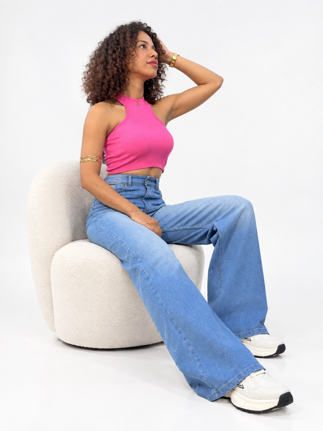 WIDE LEG CONFORT/ CELESTE CON SPLASH