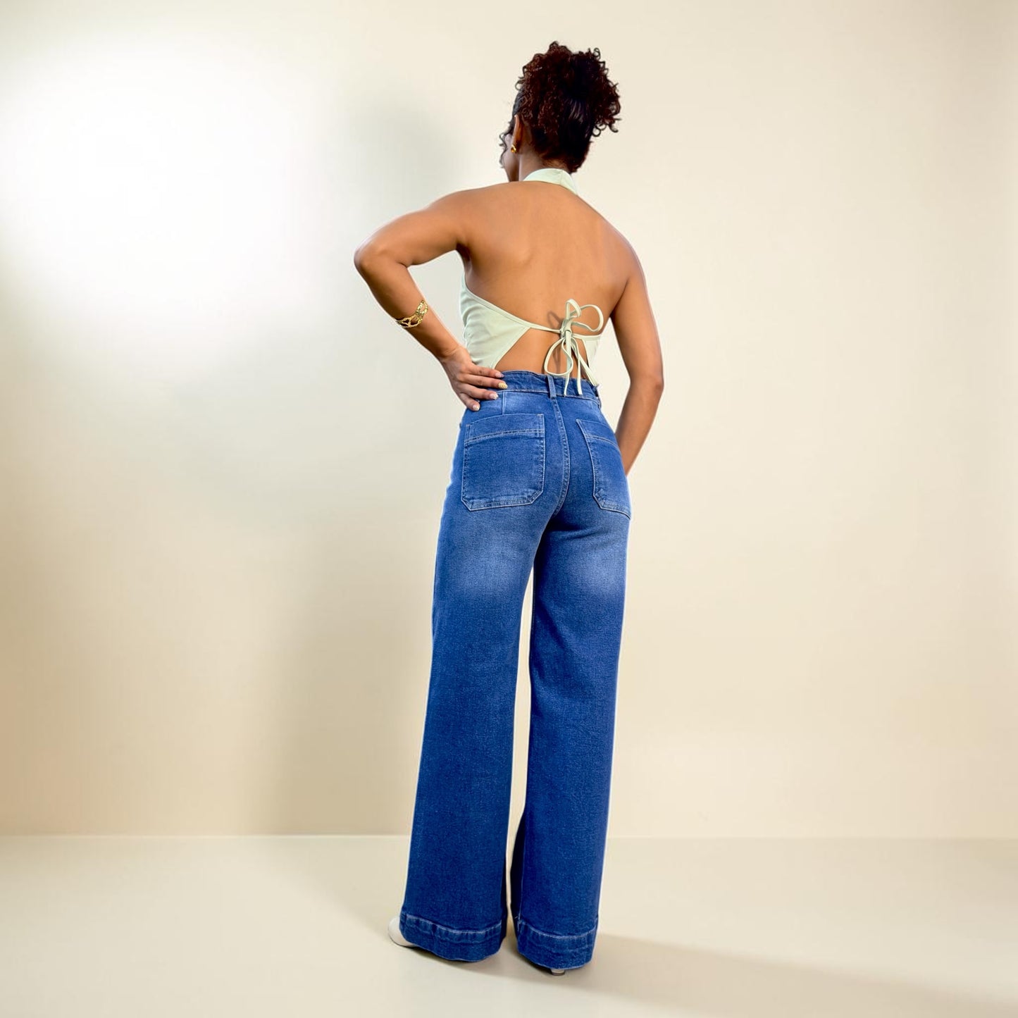 WIDE LEG MANGO/ AZUL CON SPLASH