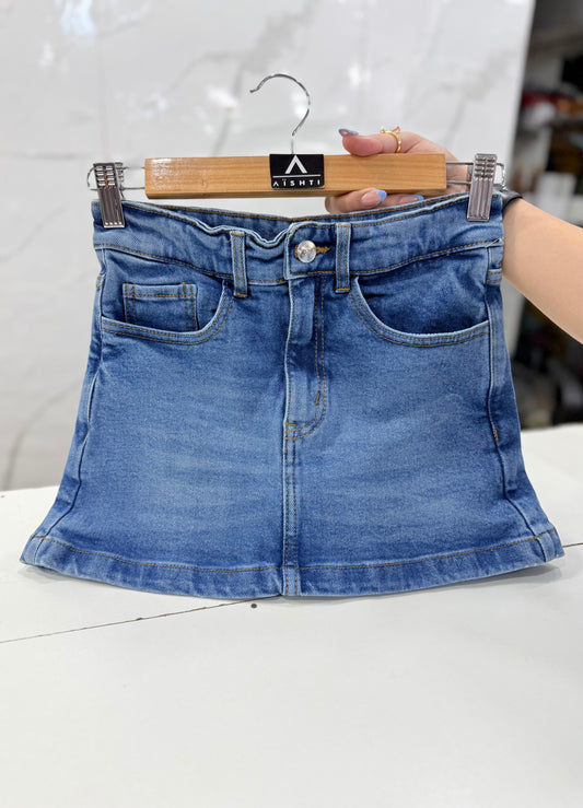 FALDA SHORT ISA / TONO CELESTE OSCURA