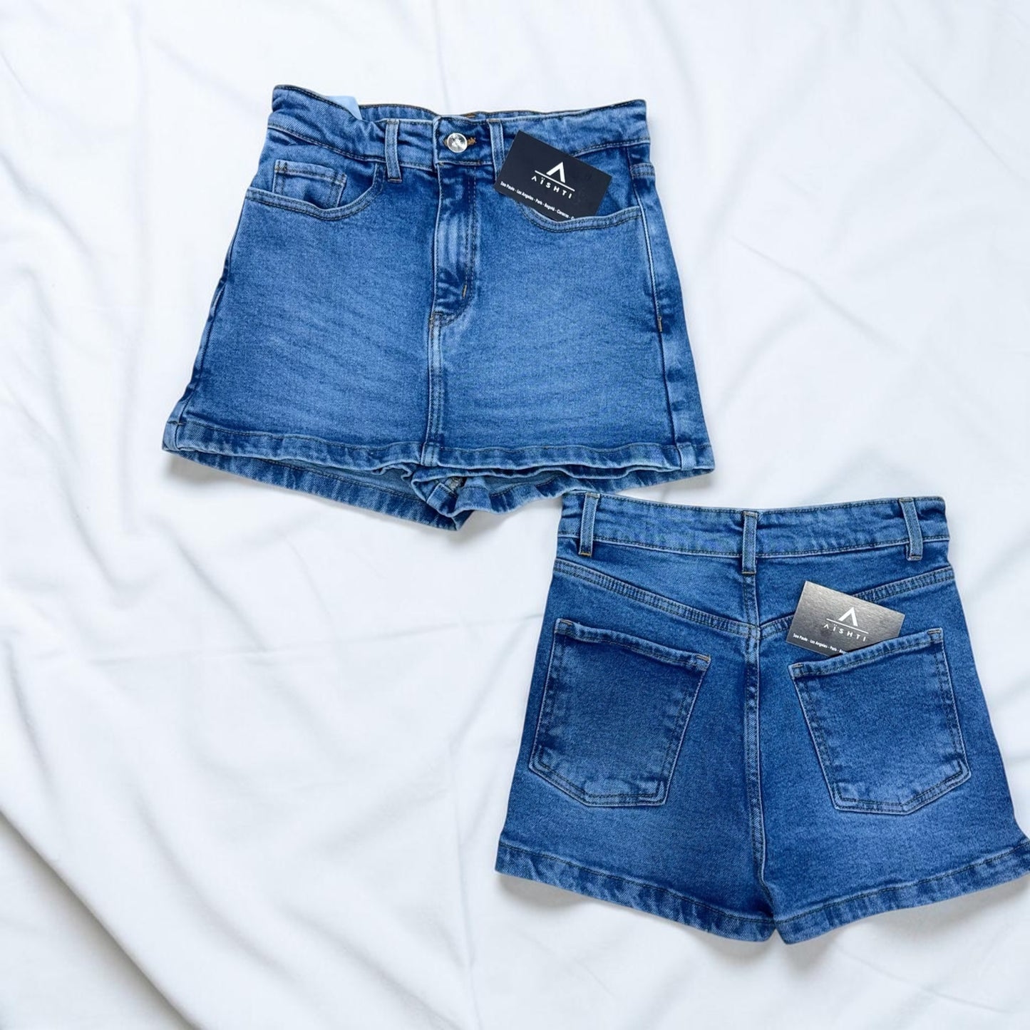 FALDA SHORT ISA / TONO CELESTE OSCURA