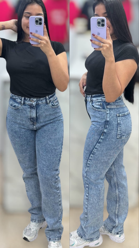 MOM JEANS CONFORT LARGO/ TONO DEGRADADO