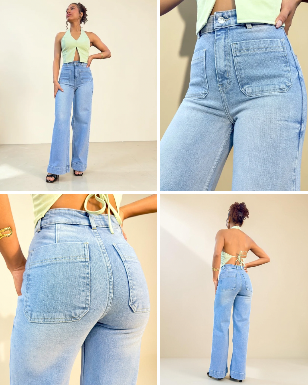 WIDE LEG MANGO / CELESTE CON SPLASH