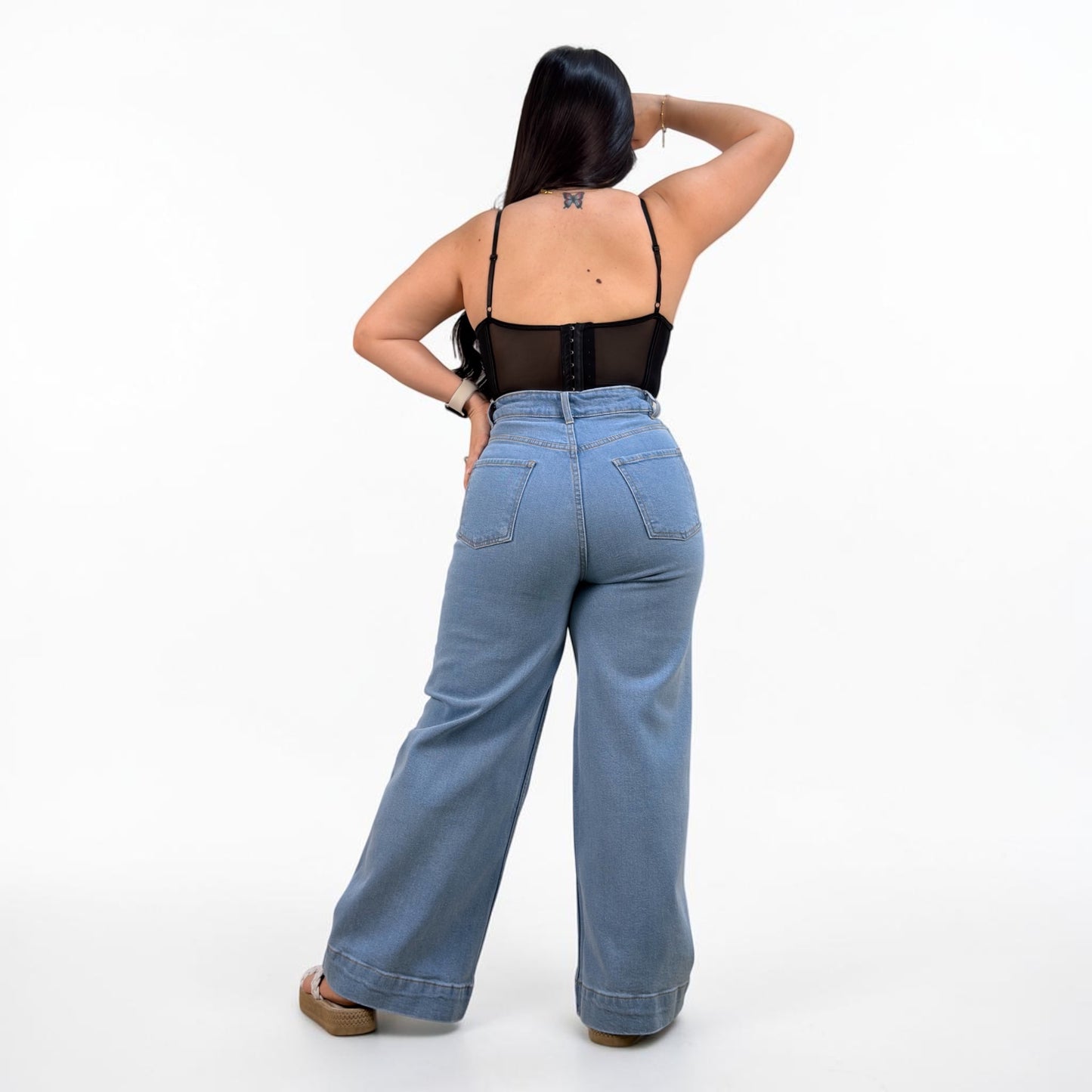 WIDE LEG PETITE/ TONO CELESTE LLANO
