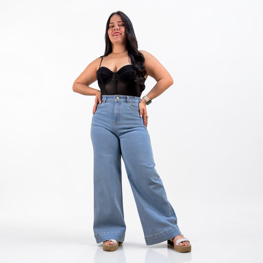 WIDE LEG PETITE/ TONO CELESTE LLANO