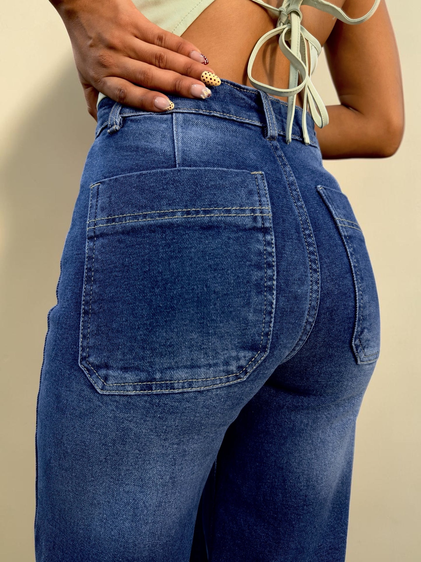 WIDE LEG MANGO/ AZUL CON SPLASH