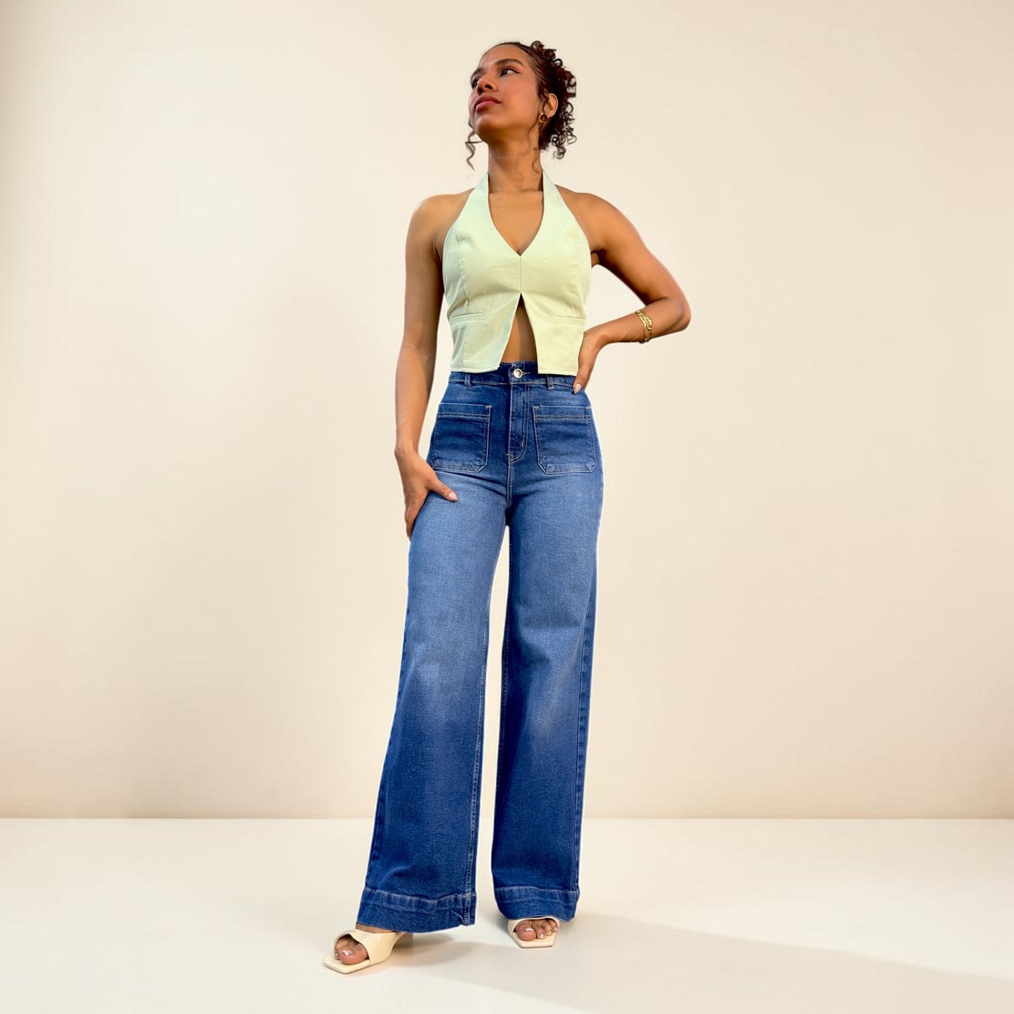 WIDE LEG MANGO/ AZUL CON SPLASH