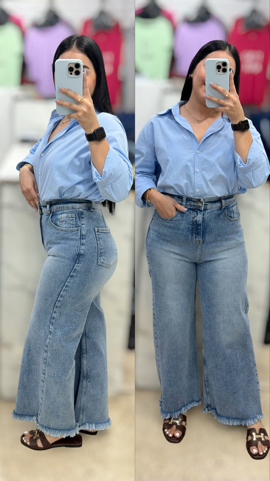 WIDE LEG PETITE DESILACHADO / TONO DEGRADADO