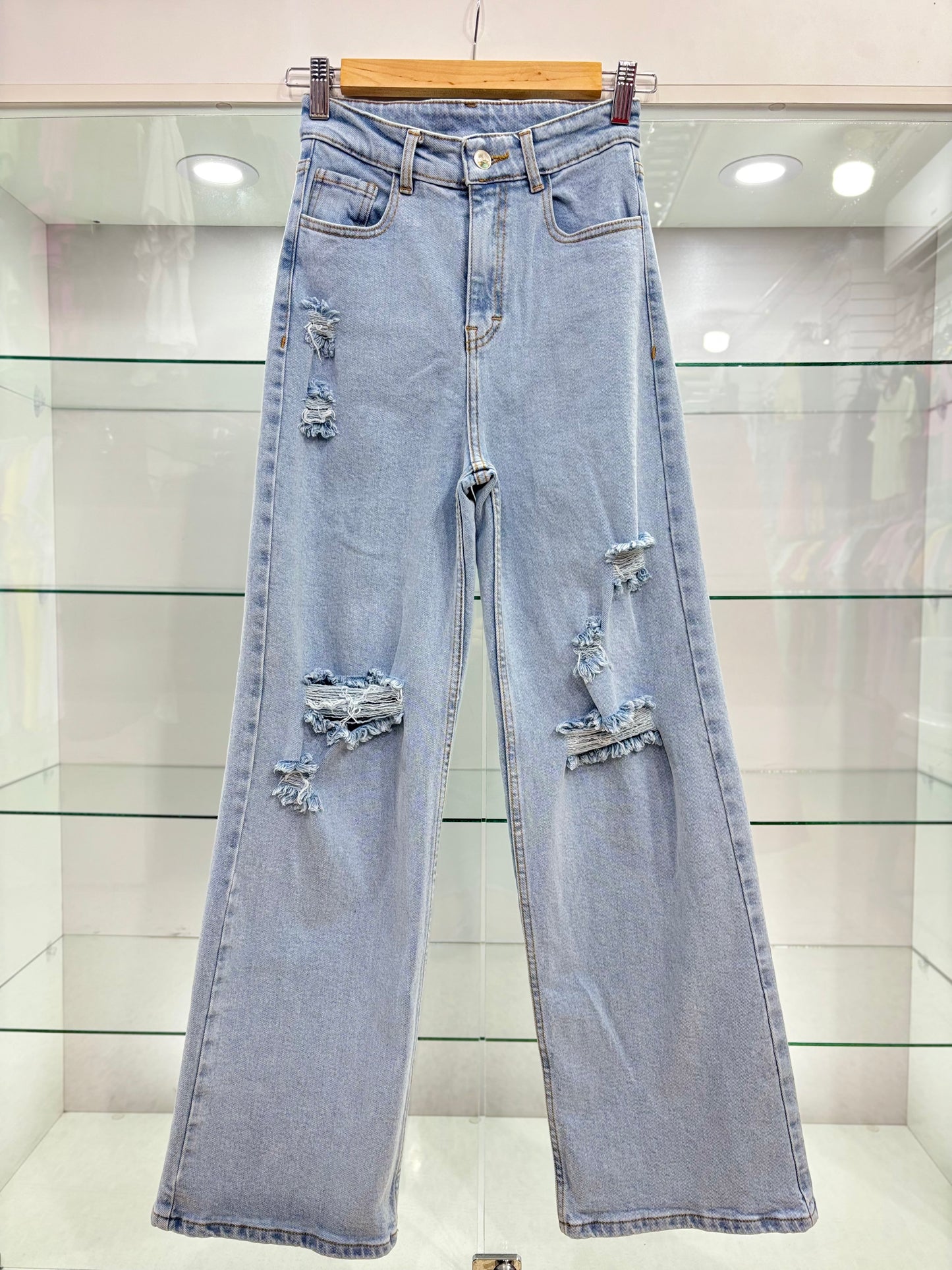 WIDE LEG CONFORT/ CELESTE CON HUECO