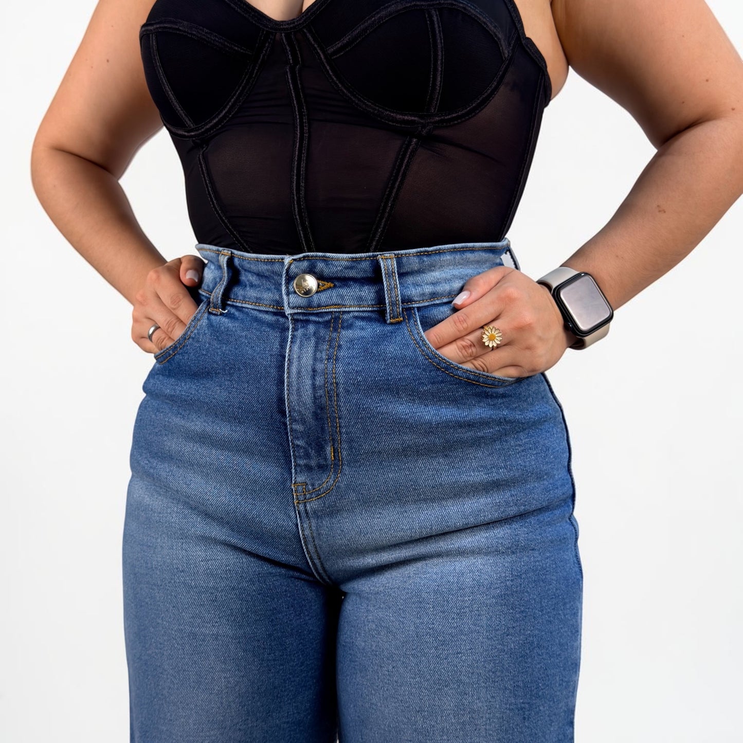 WIDE LEG PETITE / TONO AZUL CON BIGOTE