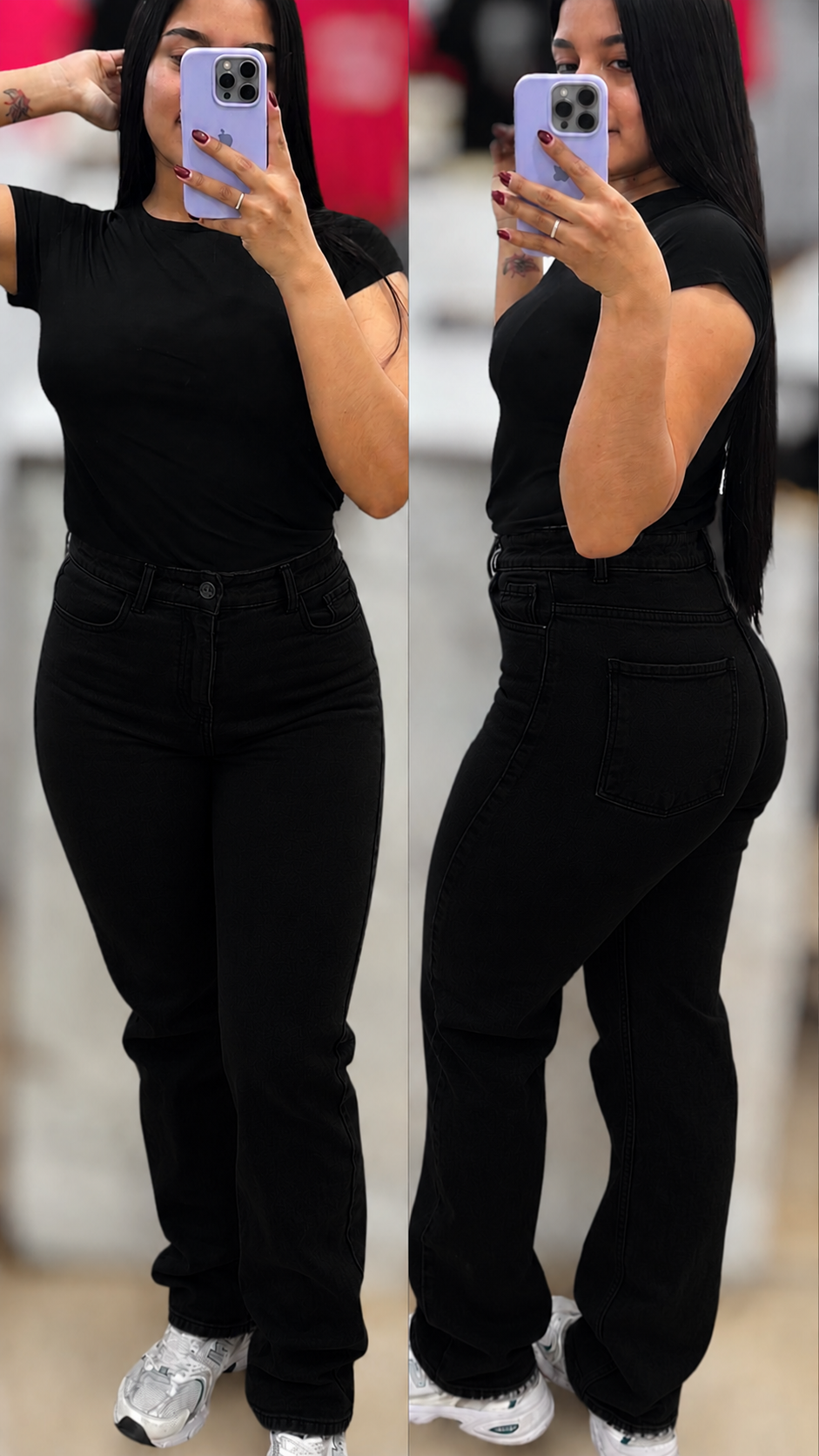 MOM JEANS CONFORT LARGO / TONO NEGRO