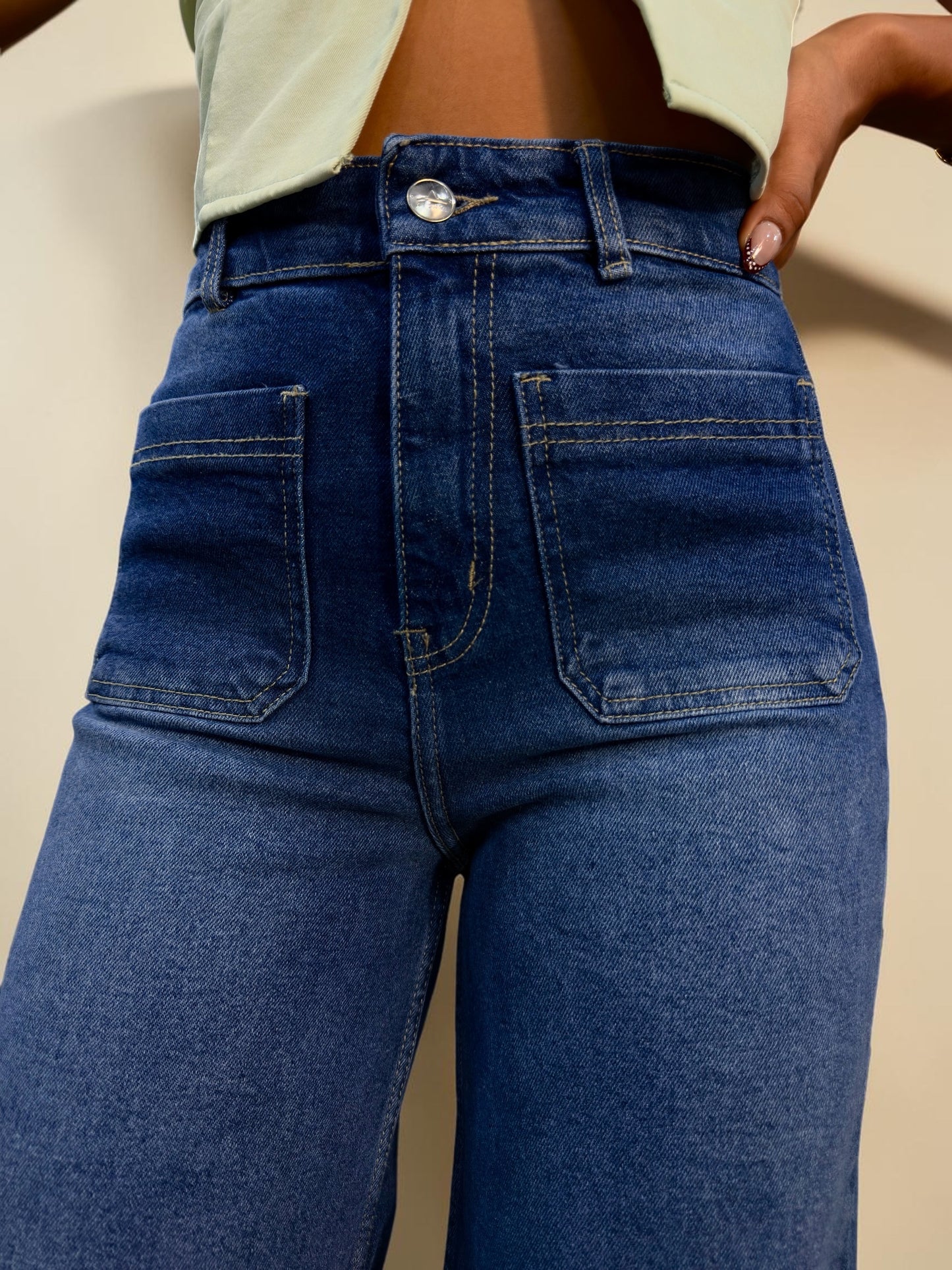 WIDE LEG MANGO/ AZUL CON SPLASH