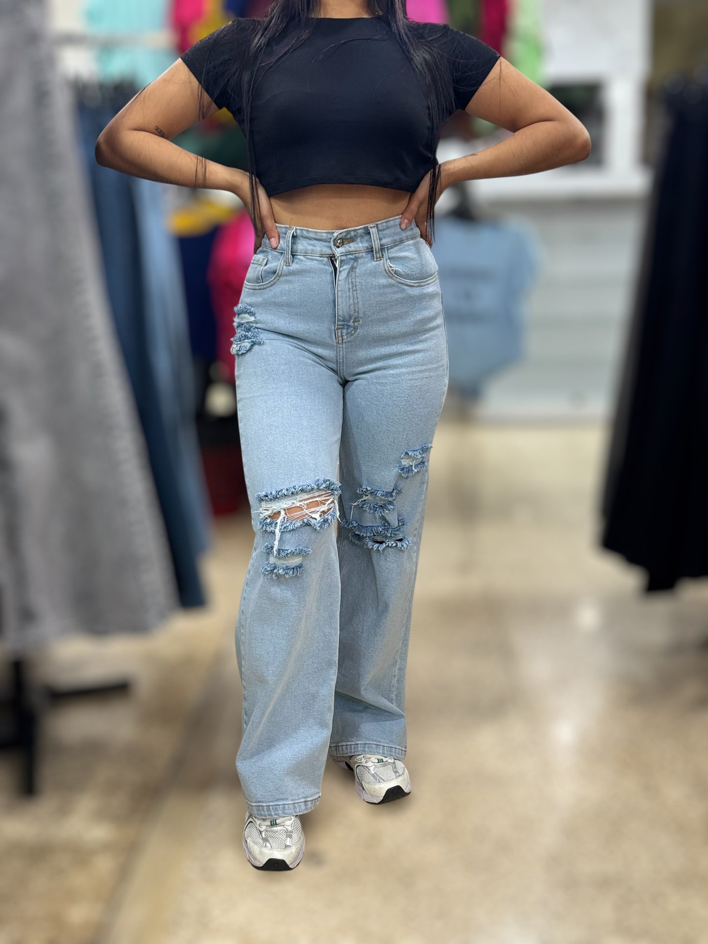 WIDE LEG CONFORT/ CELESTE CON HUECO