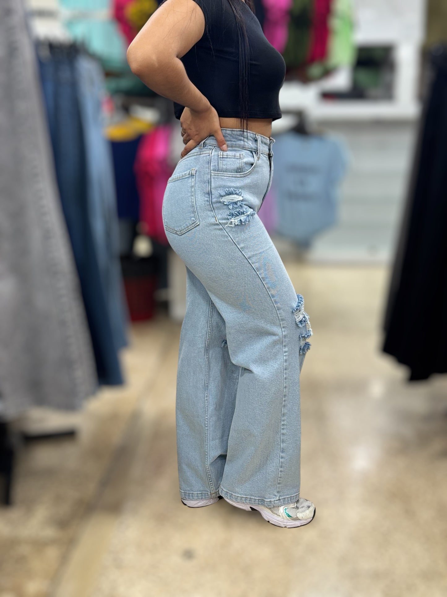 WIDE LEG CONFORT/ CELESTE CON HUECO