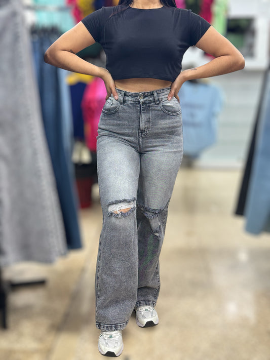 WIDE LEG CONFORT/ GRIS CON HUECO
