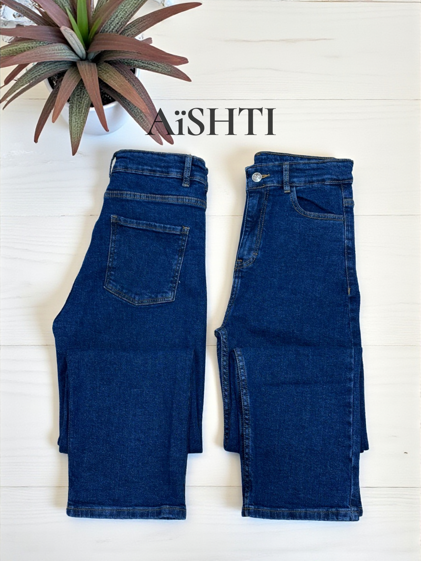 MOM'S JEANS CONFORT / TONO AZUL LLANO